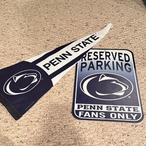Penn State Banner and Reserved Parking Sign